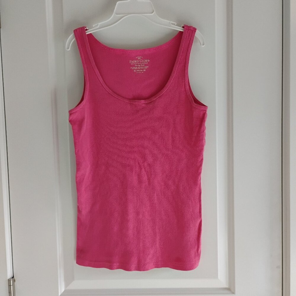 Faded Glory Women's Pink Ribbed Tank Top Size XL